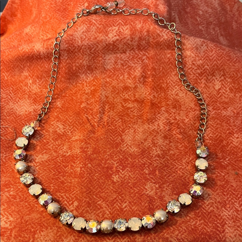 Elegant White, Clear, Aurora Crystals and Faux Pearl Necklace - Gorgeous!!